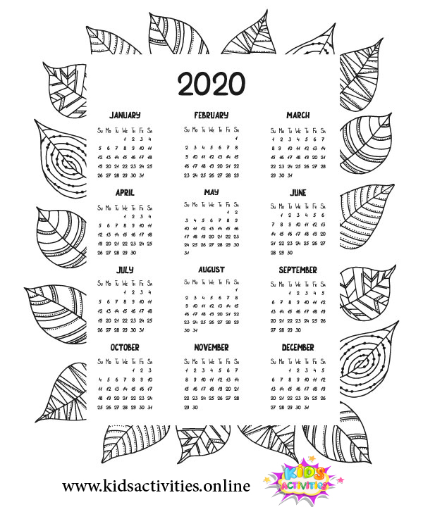 printable new year calendar 2020 pdf