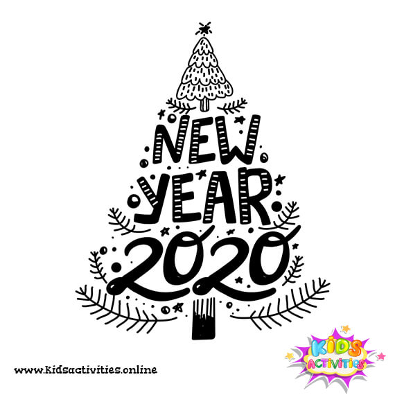 cartoon cute new year doodle 2020 for kids
