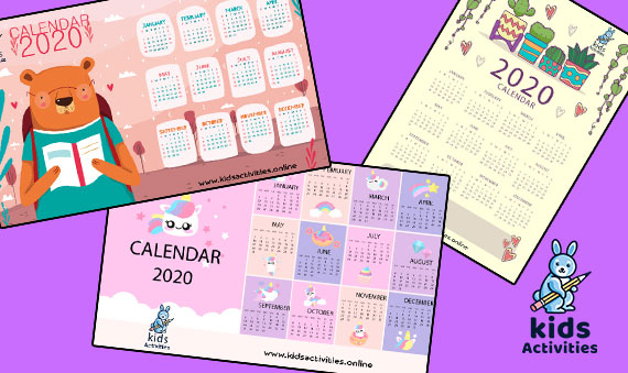 Free Cute 2020 Calendar Printable pdf