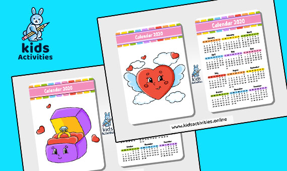 Free Cartoon Calendar 2020 Printable PDF