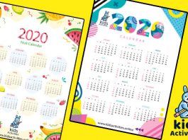 cute colorful calendar 2020 printabler 2020 Printable