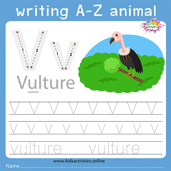 tracing letters worksheet v v alphabet writing kids activities