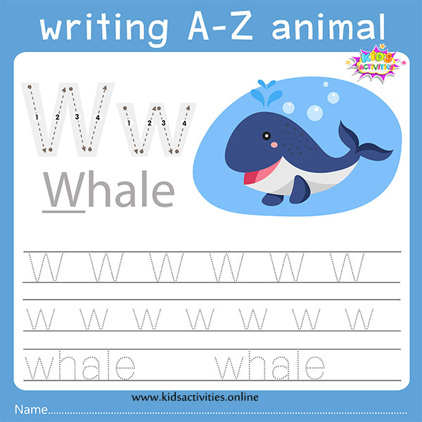 tracing letters worksheet w w writing paper kids activities