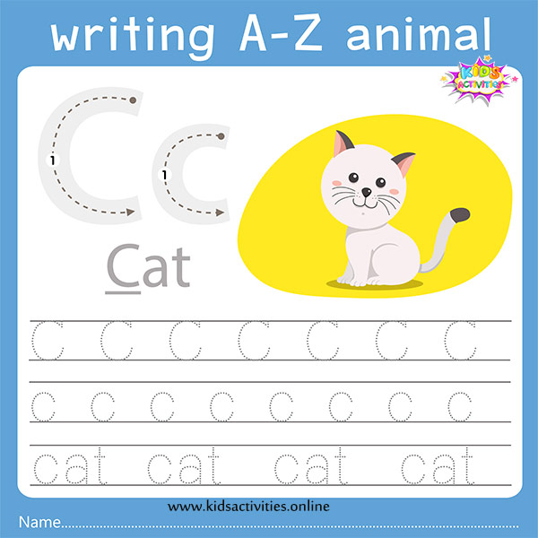 tracing letters worksheet c c paper writing kids activities