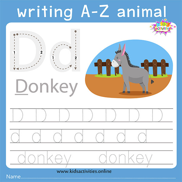 tracing letters worksheet d d paper writing kids activities