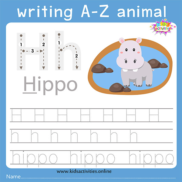 tracing letters worksheet h h writing paper kids activities