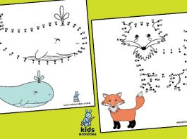 Printable connect the dots to draw cute animals