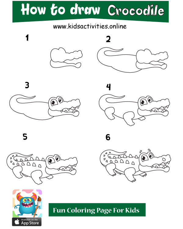 Рисунок крокодил для детей 5 лет