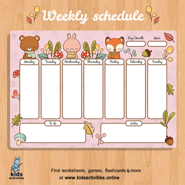 cute daily schedule template