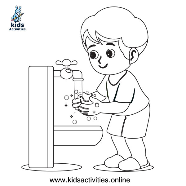 Free ! wash your hands coloring pages ⋆ Kids Activities