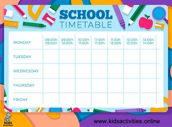 Daily School Scheduling Template Free ⋆ Kids Activities