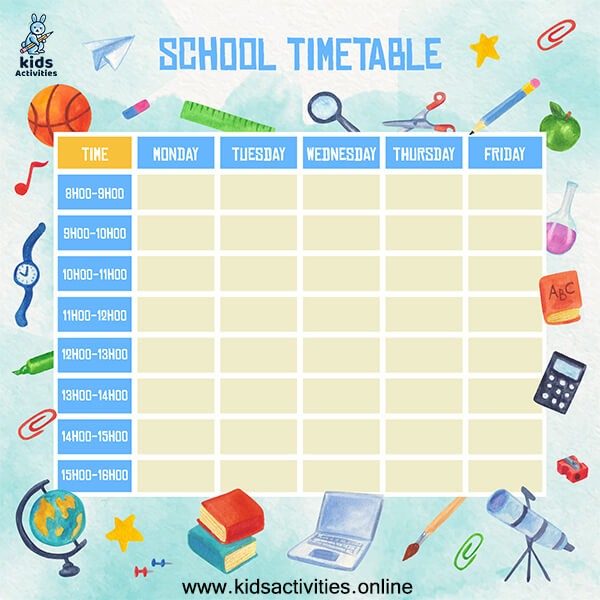 Daily School Scheduling Template Free ⋆ Kids Activities