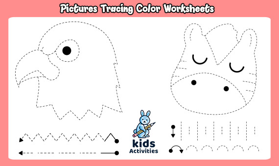 pictures tracing color free worksheets for kindergarten kids activities