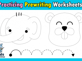 Practicing prewriting worksheets for kindergarten