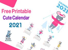 Printable Cute Calendar For 2021