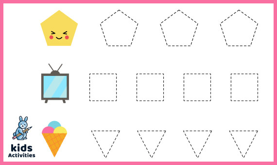free printable tracing shapes worksheets for 3 year olds kids activities