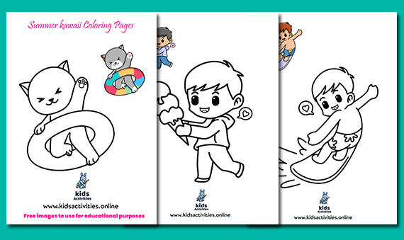 free printable summer kawaii coloring pages for kids kids activities