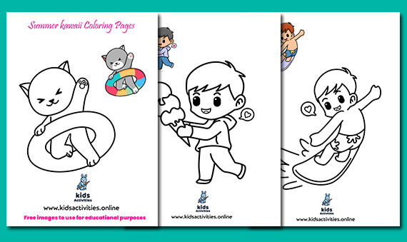 Free Printable Summer Kawaii Coloring Pages For Kids Kids Activities