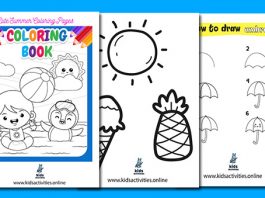 Cute Summer Coloring Pages For kids, Free Printable