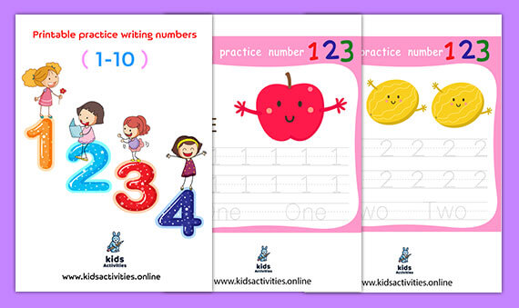 free printable practice writing numbers 1 10 for kindergarten pdf kids activities