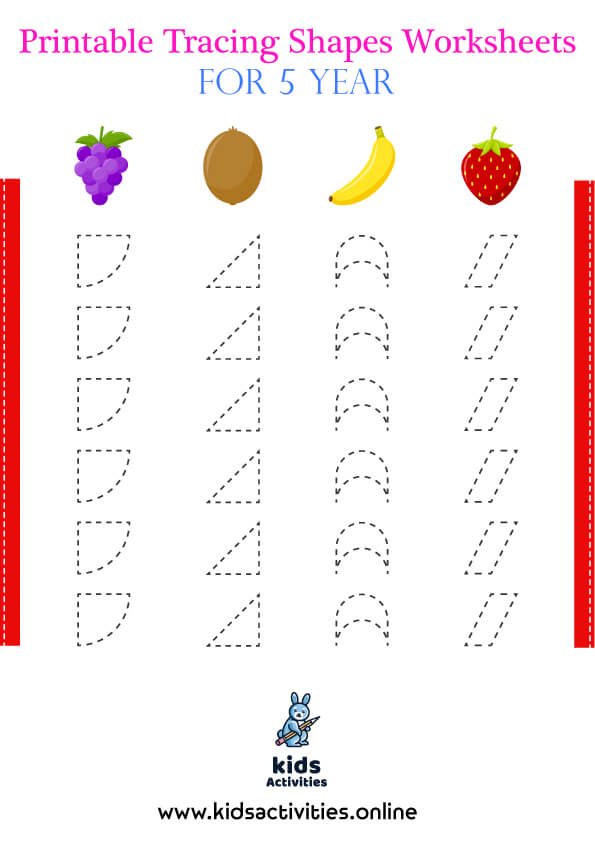 Free Printable Tracing Shapes Worksheets For 5 Year Olds Kids Activities