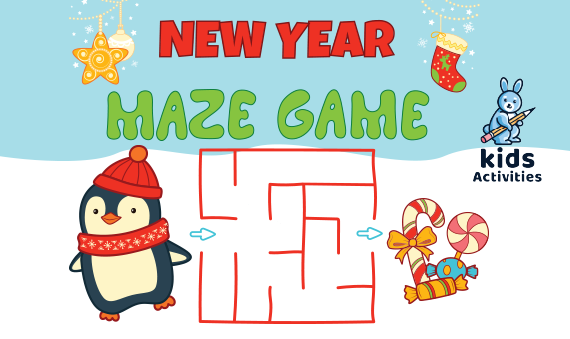 free new year maze printable