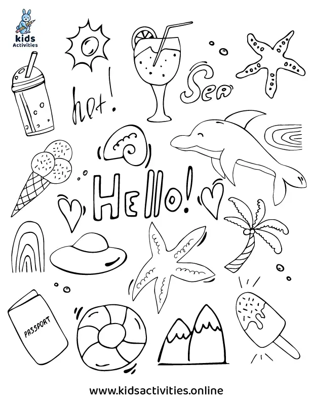10  Free Printable Summer Coloring Pages ⋆ Kids Activities