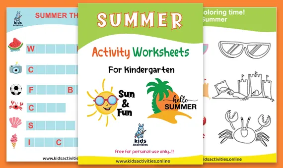 free printable summer activity worksheets for kindergarten