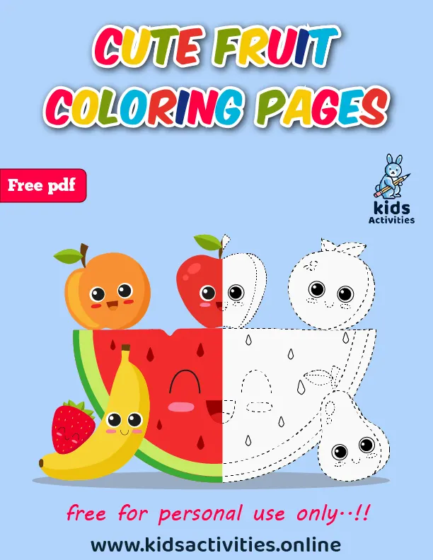 Free !- Cute Fruit Colouring Pages For Kids ⋆ Kids Activities