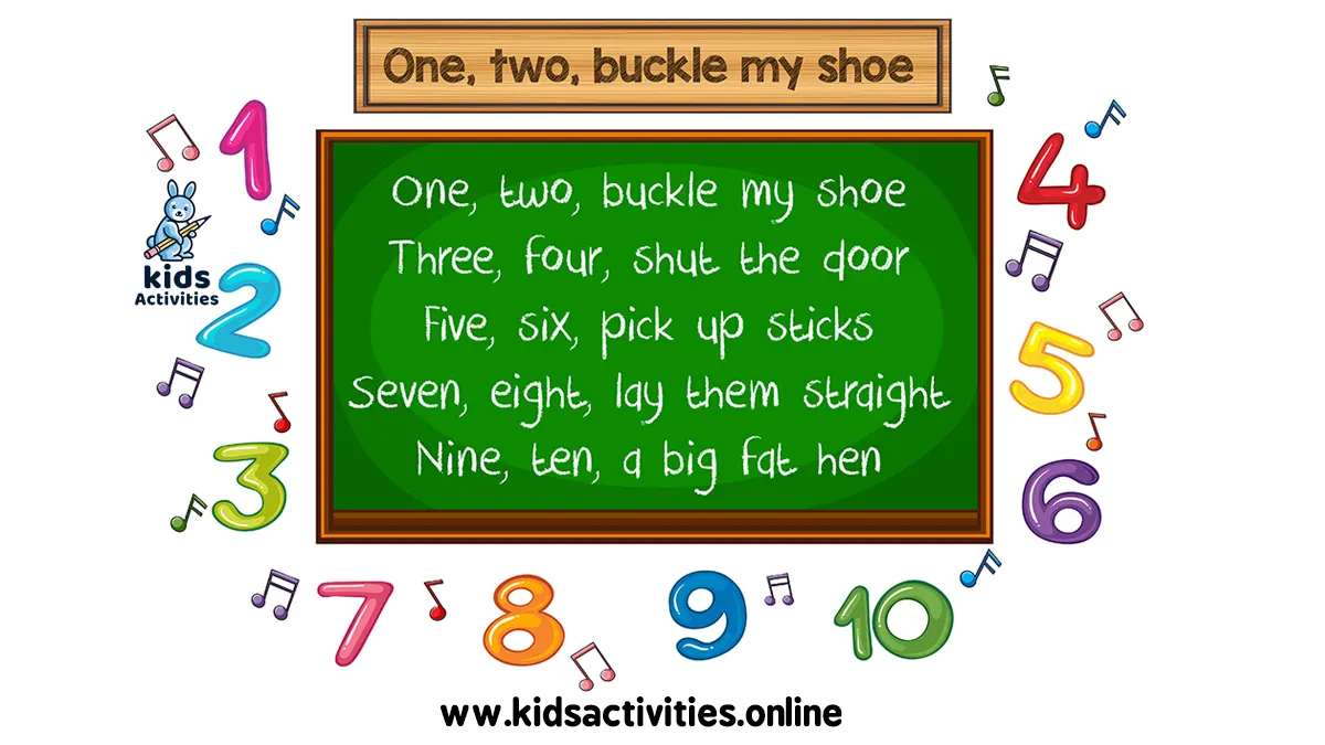 One, Two, buckle my shoe Song Printable