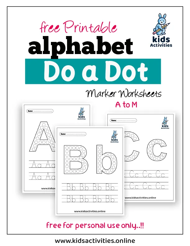 FREE Printables: Alphabet Do A Dot Marker Worksheets ⋆ Kids Activities