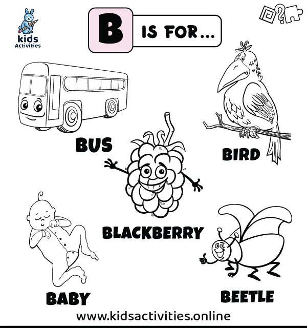 Preschool Words That Start with B: Flashcards and Worksheets