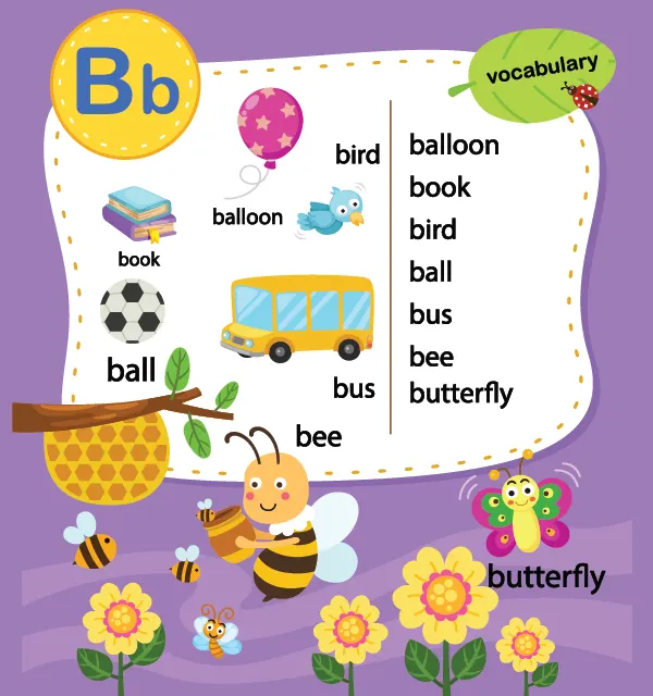 Preschool Words That Start With B: Flashcards And Worksheets