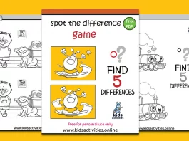 Spot 5 Differences Black and White Pdf, Free Download