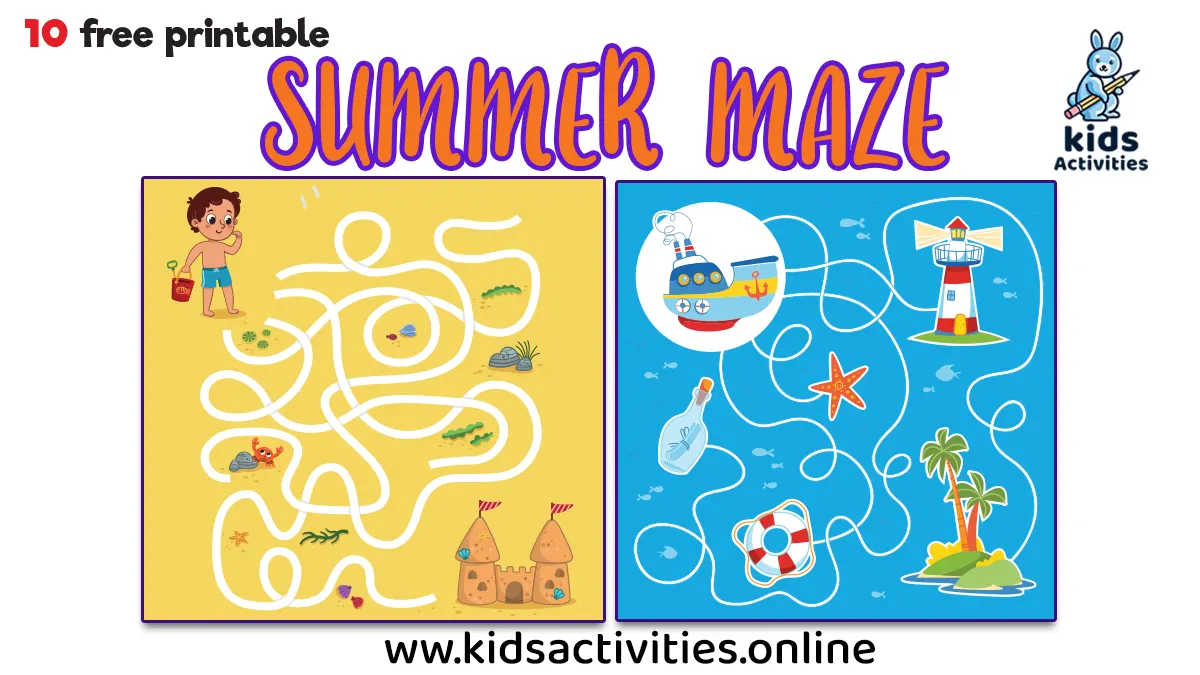 Free Printable Summer Mazes for Preschoolers
