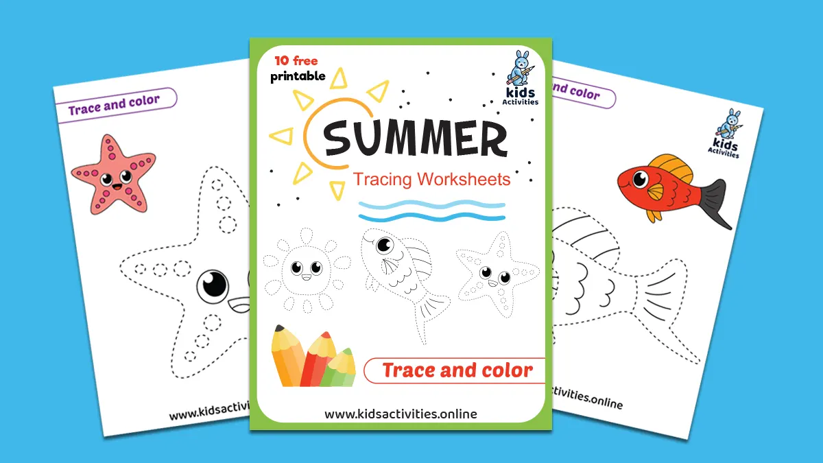 Preschool Summer Tracing Worksheets
