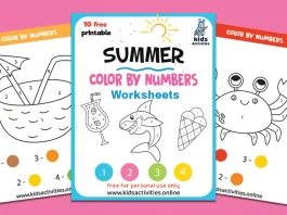 Free Summer Color by Number Printables for Preschoolers