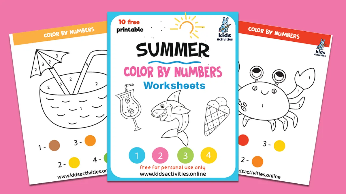 Free Summer Color by Number Printables for Preschoolers