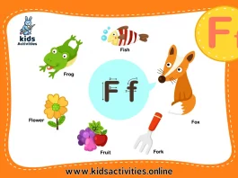 Letter F Words and Pictures Printable Cards preschool