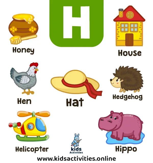 Preschool Words That Start With H h: Flashcards and Worksheets ⋆ Kids ...