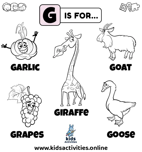 Preschool Words That Start with G: Flashcards and Worksheets ⋆ Kids ...