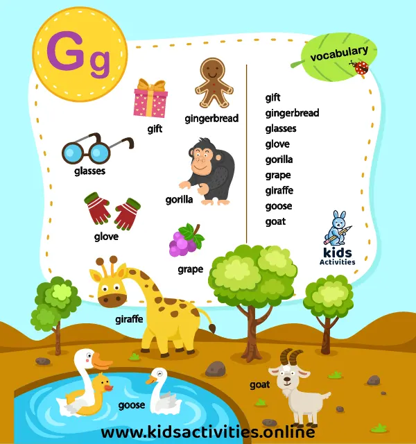 Preschool Words That Start with G: Flashcards and Worksheets ⋆ Kids ...