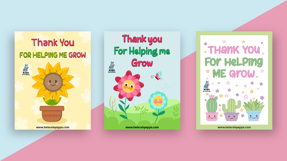 Thank You For Helping Me Grow Card, Free Printable