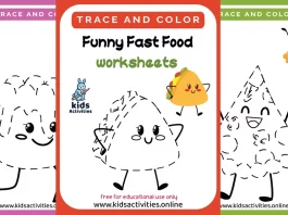 Funny Fast Food Tracing Worksheets for Preschoolers