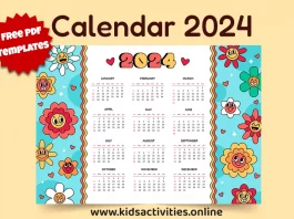 Free Printable Colorful Calendar 2024 PDF