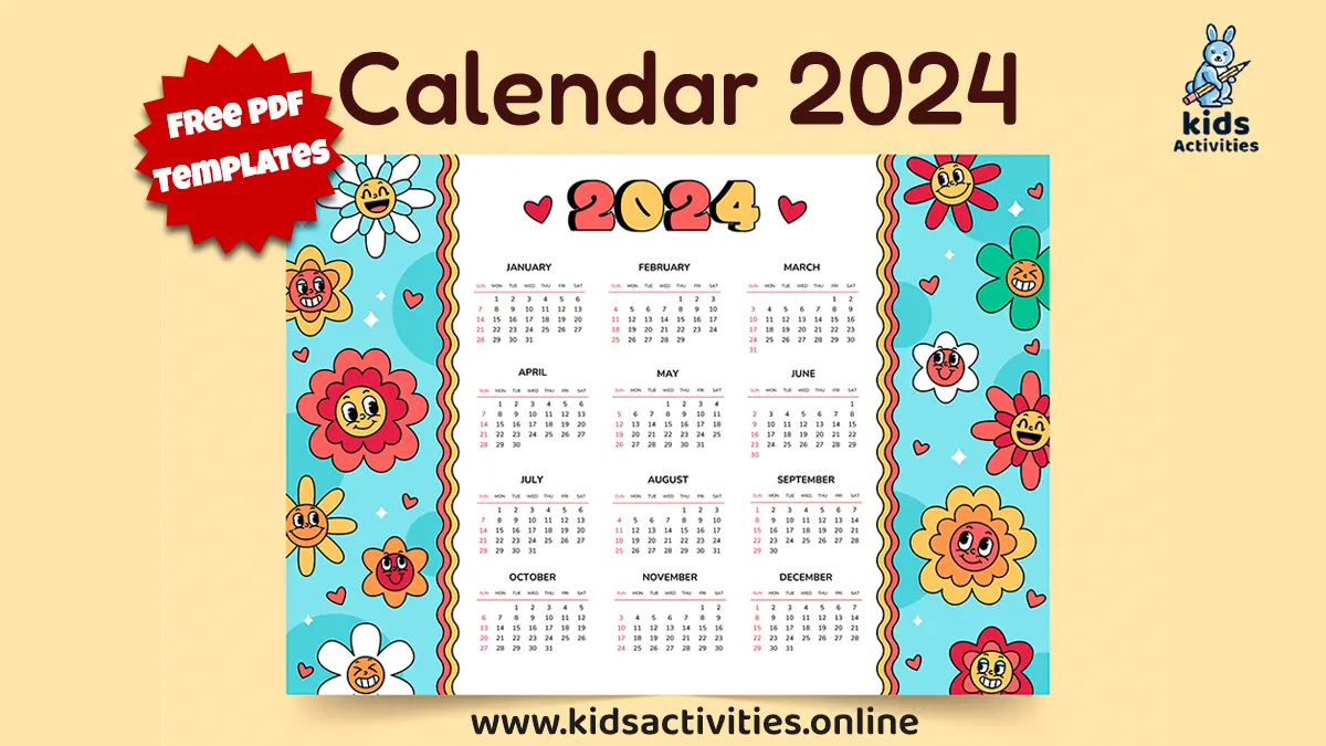 Free Printable Colorful Calendar 2025 PDF ⋆ Kids Activities