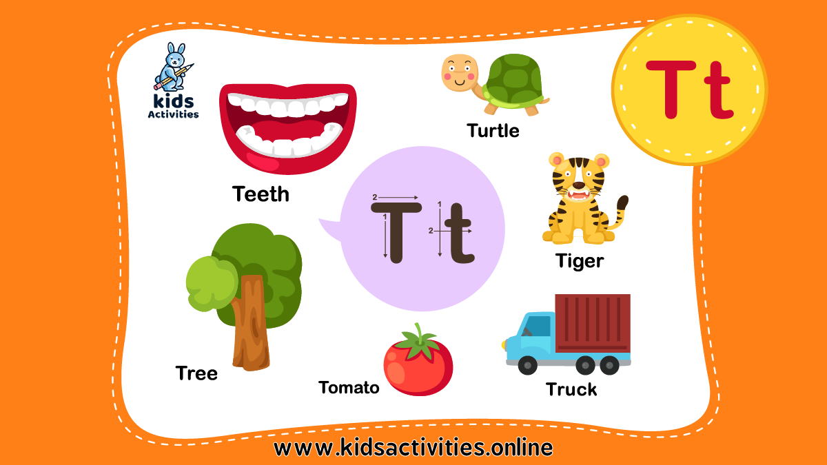 Preschool Words That Start With T t: Flashcards and Worksheets ⋆ Kids ...